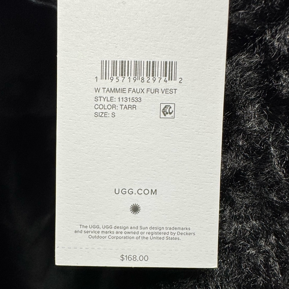 NWT UGG Women Tammie Faux Fur Long Vest In Black - Picture 11 of 11